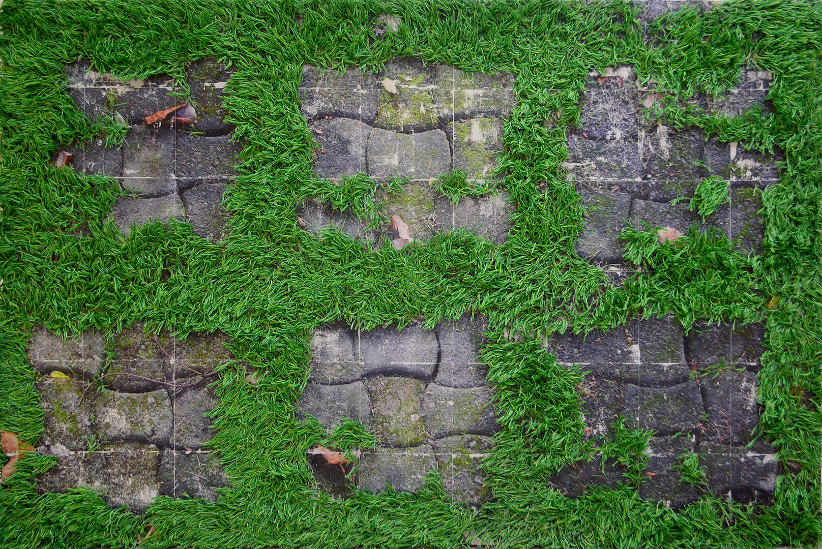 In Between - Thread and photo transfer on linen - 36 x 54 inches - 2018