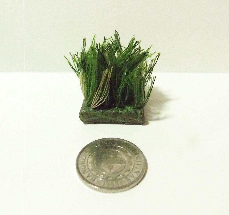 FOR HENRIELLE: 11B Araneta Subd - Thread and photo transfer on linen - 1 x 1 inch - 2018 (1 peso coin for scale) (photo courtesy of Henrielle)