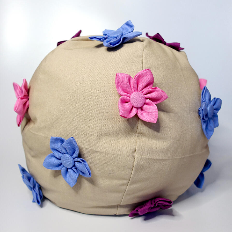 Rocks - Fabric flowers on cotton linen and fiberfill - Approx. 12 x 12 x 12 inches - 2023