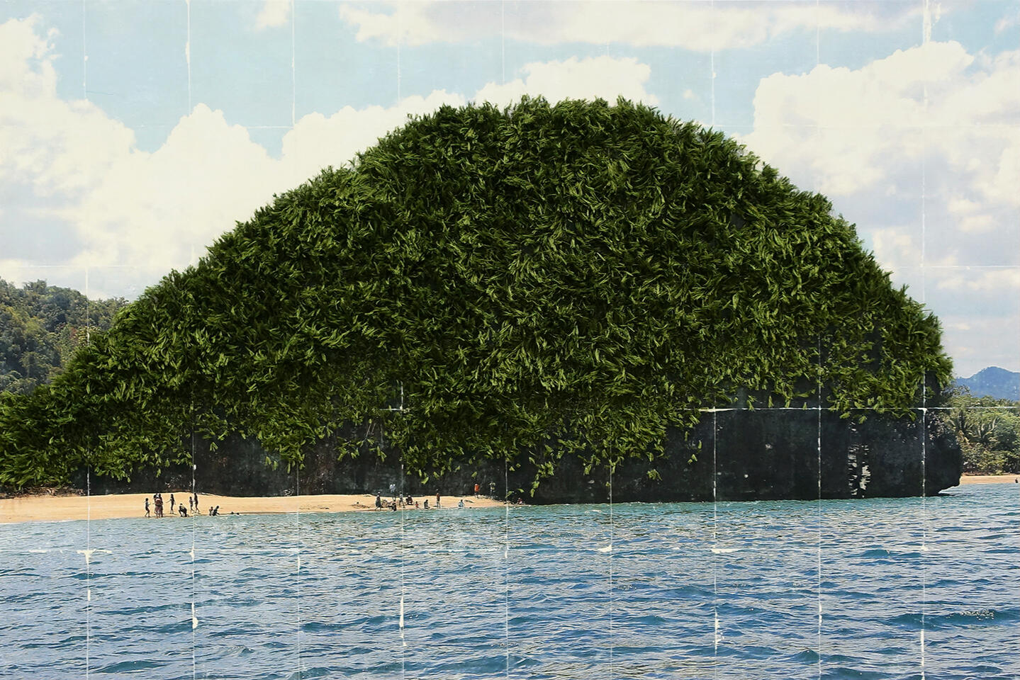 Immense (After Kitty Kaburo) - Thread and photo transfer on linen - 4 x 6 feet - 2025